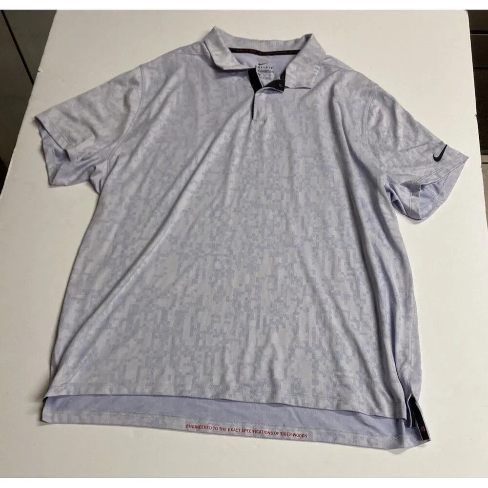 Nike Dri-FIT Tiger Woods Collection Breathable Geometric Polo Gray XXL